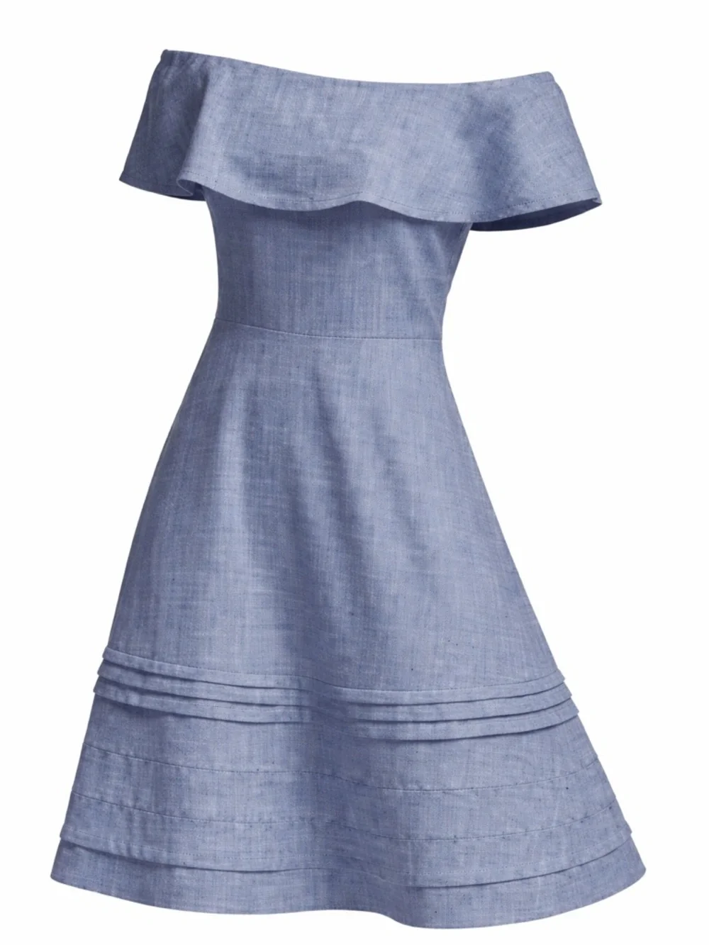 Banana Republic Chambray Blue Off-the-Shoulder Midi Dress - size 10 - Picture 2 of 8